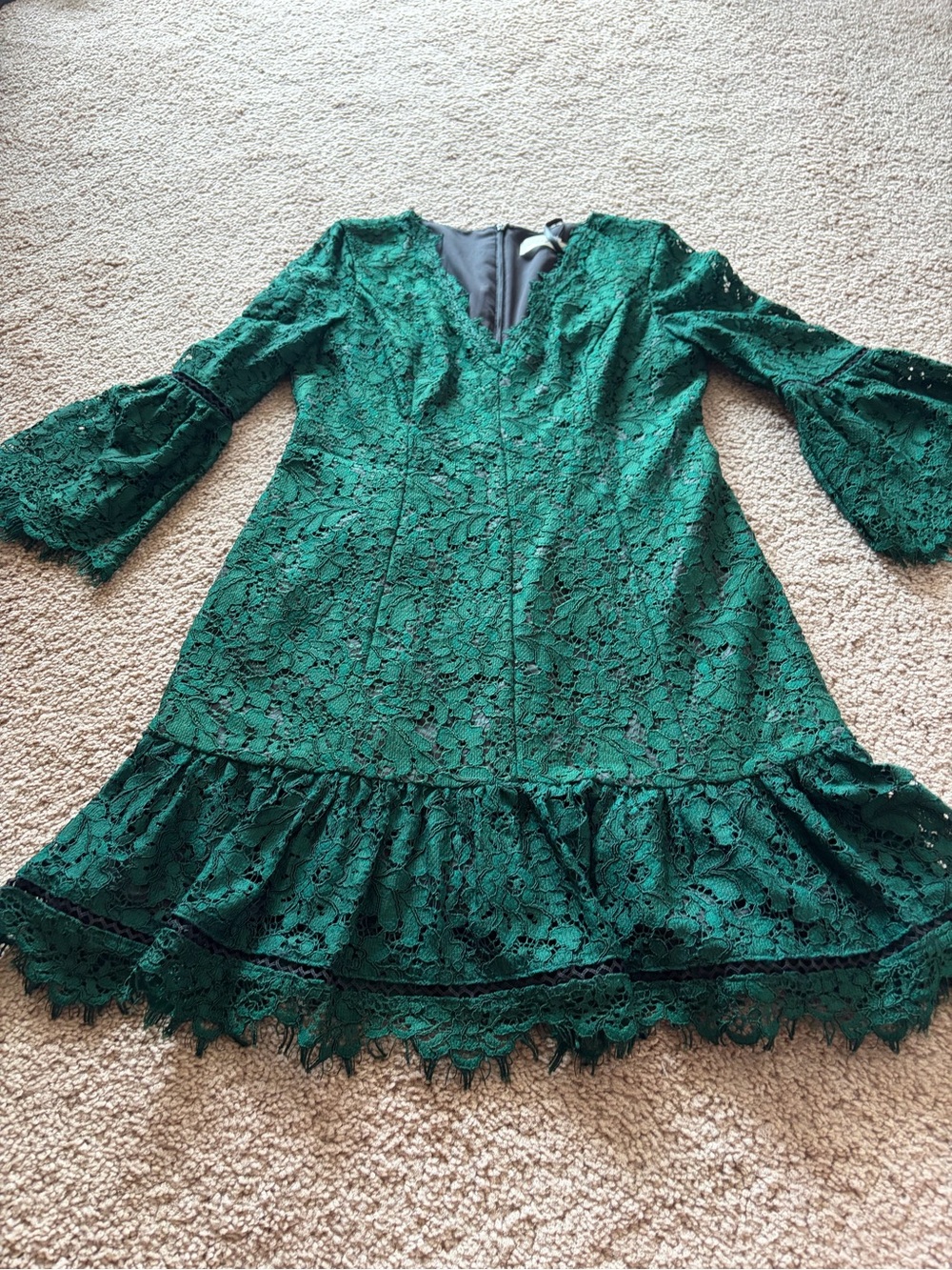 Eliza J Green Lace Bell-Sleeve Dress